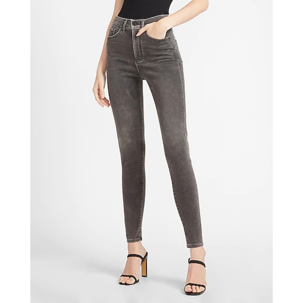 High Rise Express Gray Skinny Jeans